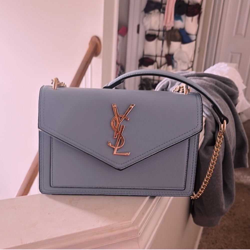 Yves Saint Laurent Blue Crossbody Bag with Iconic Logo